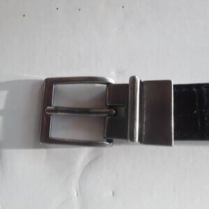 Boys Black Belt w/silver buckle, size medium 23-25